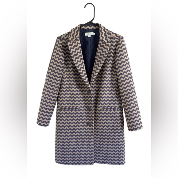 Boden Jackets & Blazers - Boden Amelia Chevron Zig Zag Wool Blend Dress Coat Purple Taupe Size 10
